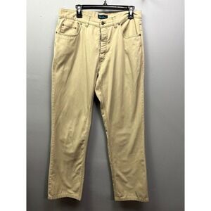 Boden Mens Khaki Tan 100% Cotton Canvas Button Fly Straight‎ Leg Pants 34L